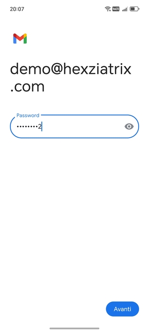 Inserisci la tua password e seleziona Avanti