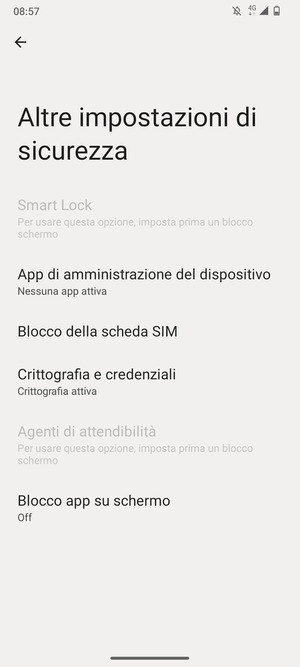 Seleziona Blocco della scheda SIM