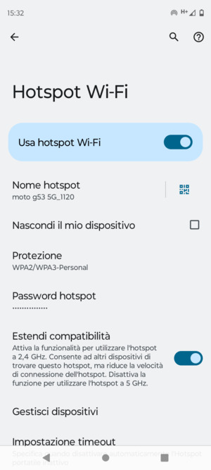 Il telefono è ora pronto per essere usato come modem