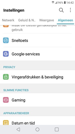 Scroll naar en selecteer Vingerafdrukken & beveiliging