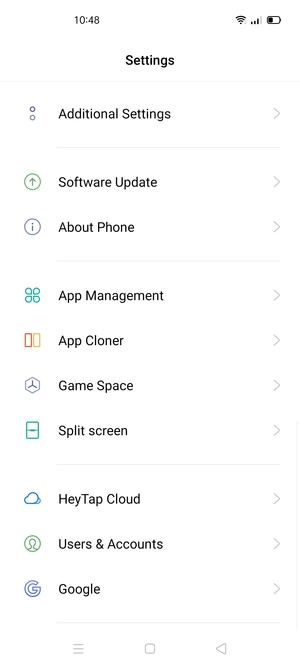 Scroll to and select Additional Settings