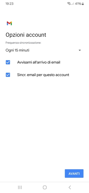 Seleziona AVANTI