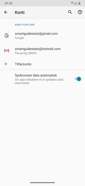 Vælg din Google konto