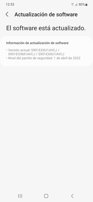 Si su teléfono está actualizado, verá la siguiente pantalla
