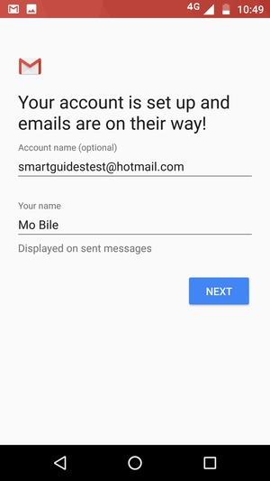 Give your account a name and enter your name. Select NEXT