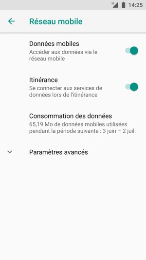 Activer ou désactiver Itinérance