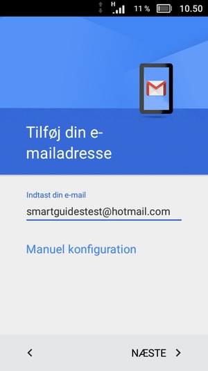 Indtast din e-mailadresse og vælg NÆSTE