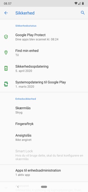 Vælg Skærmlås