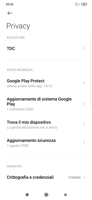 Seleziona Aggiornamento sicurezza
