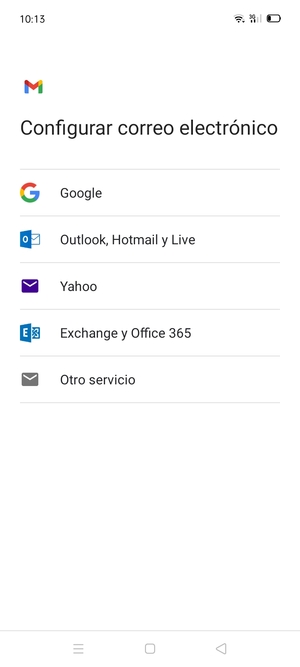 Seleccione Exchange y Office 365