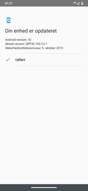 Hvis din telefon er opdateret, vælg Udført