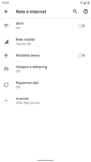 Seleziona Rete mobile