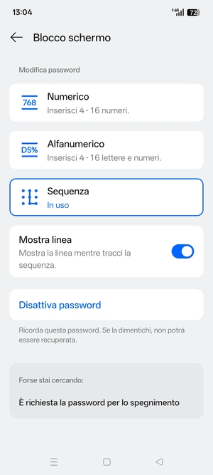 Il tuo telefono è ora protetto dal blocco schermo
