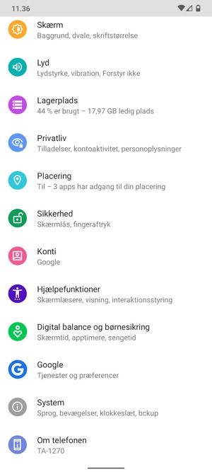 Scroll til og vælg Sikkerhed