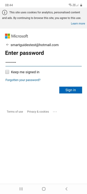 Enter your password and select Sign in