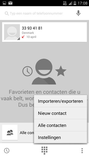 Selecteer de Menu-knop en selecteer Importeren/exporteren