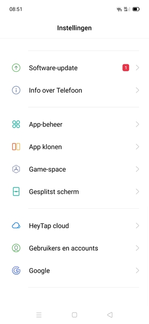 Scroll naar en selecteer Software-update