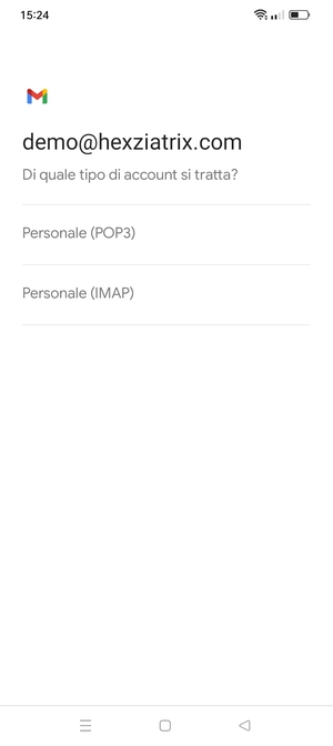 Seleziona Personale (POP3) o Personale (IMAP)