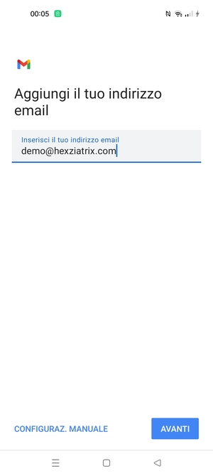 Inserisci il tuo indirizzo email e seleziona AVANTI