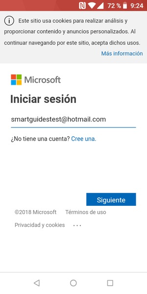 Introduzca su dirección de Hotmail y seleccione Siguiente