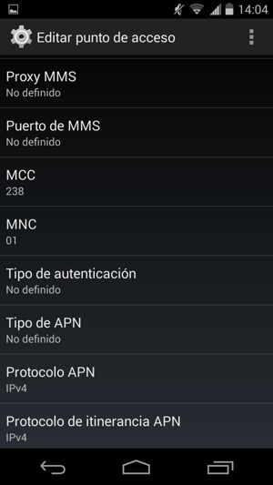 Desplácese hacia abajo e introduzca la información MMS