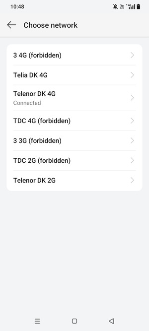 Select a network operator from the list