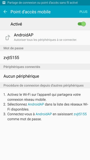 Votre téléphone est maintenant configuré pour être utilisé comme modem