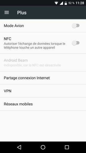 Sélectionnez Réseaux
mobiles