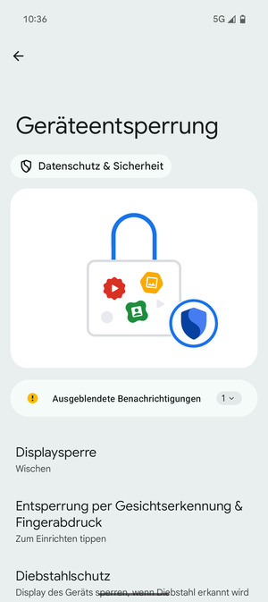 Wählen Sie Displaysperre