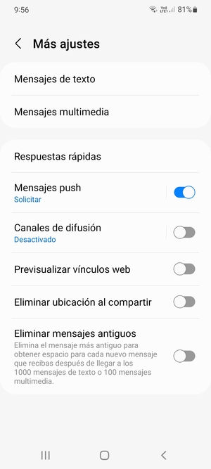 Seleccione Mensajes de texto
