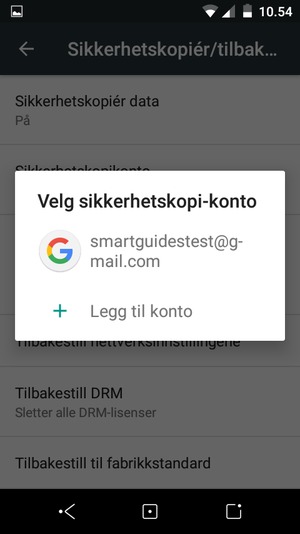 Velg sikkerhetskopi-kontoen din