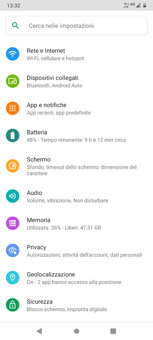 Seleziona Rete e Internet