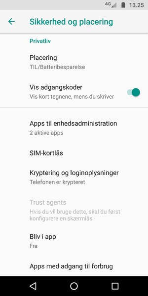 Scroll til og vælg SIM-kortlås