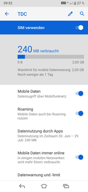 Schalten Sie Roaming an oder aus