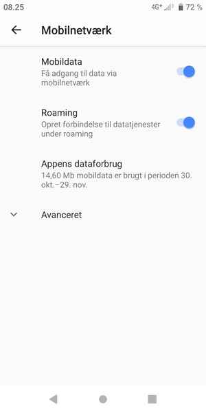 Slå Roaming til eller fra