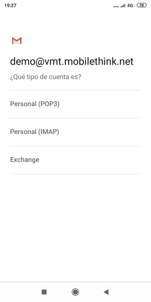 Seleccione Personal (POP3) o Personal (IMAP)