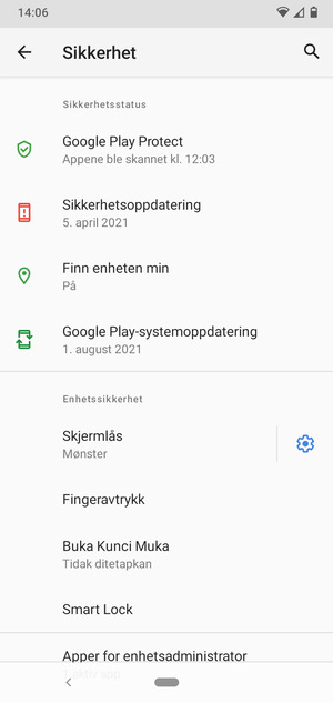 Telefonen din er nå sikret med en skjermlås