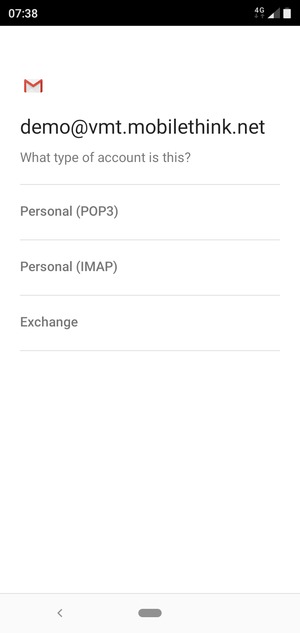 Select Personal (POP3) or Personal (IMAP)