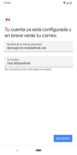 Déle a su cuenta un nombre y escriba su nombre. Seleccione SIGUIENTE