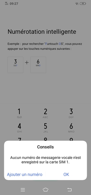Si votre messagerie vocale n'est pas configurée, sélectionnez OK