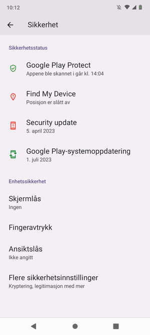For å bytte PIN-koden til SIM-kortet, gå tilbake til Sikkerhet-menyen og velg Flere sikkerhetsinnstillinger