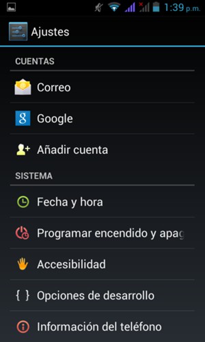 Desplácese y seleccione Información del teléfono