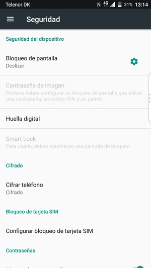Seleccione Configurar bloqueo de tarjeta SIM