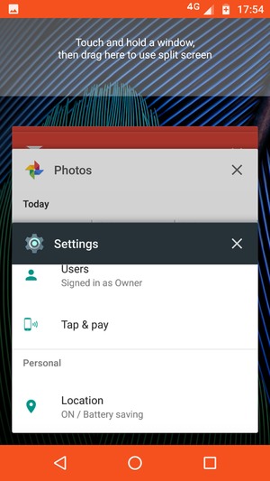 Swipe apps to the right to close them