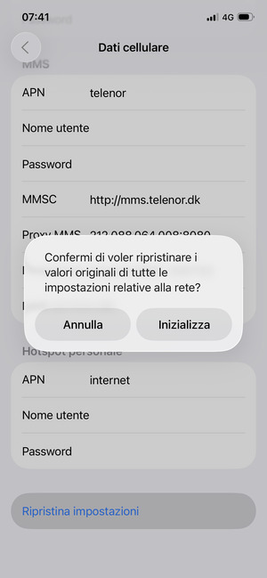 Seleziona Inizializza