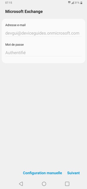 Sélectionnez Configuration manuelle