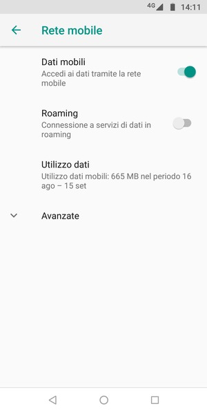 Per modificare la rete, in presenza di problemi, seleziona Avanzate