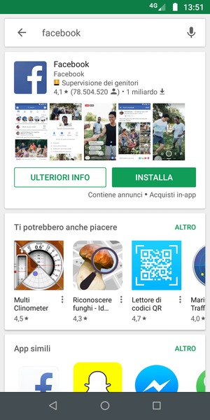 Seleziona l'applicazione