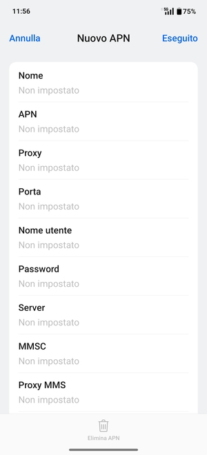 Inserisci informazioni MMS