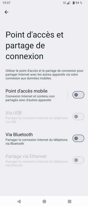 Sélectionnez Point d'accès mobile